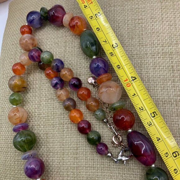 RMN Avon Vintage Multi Colored Swirl Beaded Necklace - Picture 6 of 6
